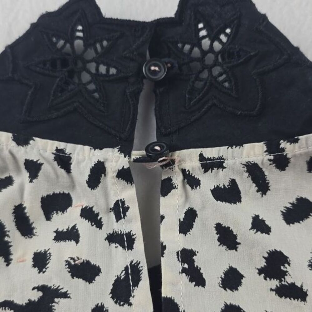Rebecca Taylor La Voe Jaguar Print Dress in Sand White Black Eyelet Size Small - Picture 9 of 15